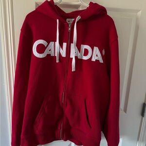 Men Hudson Bay Canada Olympic Size LG Red zip up sweater